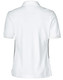 A white ladies' polo shirt featuring contrast piping on the sides and a classic collar. It has a simple design with a logo.