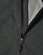 A softshell full zip hoodie in dark grey featuring a zip closure and interior fleece lining. It has a branding logo.