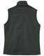 A dark green ladies' softshell hi-tech vest with a collar and no front detailing, featuring a logo.