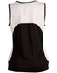 A sleeveless singlet in black and white with a breathable mesh design and a branded logo.