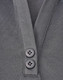 A grey sustainable poly/cotton polo shirt featuring a placket and two buttons. The shirt includes a logo.