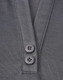 A close-up of a grey polo shirt featuring a placket with two black buttons and a sustainable fabric blend.