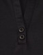 A black short-sleeve polo shirt featuring a placket with two buttons and a logo.