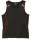 A dark green singlet featuring red accents and a logo on the upper part.