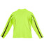 A bright yellow long-sleeve polo shirt with black detailing and a logo on the back.