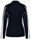 A black long sleeve polo shirt featuring white side panels and a logo on the back.