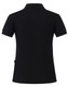 A black ladies' polo shirt featuring a classic design and a collar, with a logo on the back.