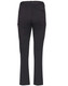Black women's utility cargo pants with pockets, featuring a straight leg design and a logo.