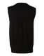 A black men's 100% Merino wool V-neck vest, featuring a sleeveless design and a fitted bottom.