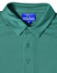 A green short-sleeved polo shirt made of bamboo charcoal fabric featuring a collar and a front button placket.