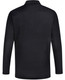 A long-sleeve polo shirt in black with a collar and a logo on the chest.