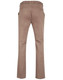 Men's chino pants in a light brown colour, featuring a smooth finish and back pockets. Includes branding on the label.