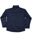 A navy blue men's chalet jacket with a simple design and a logo on the back.