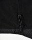 A close-up of the bottom hem of a black unisex jacket featuring a drawstring adjustment.
