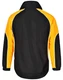 A unisex jacket featuring a black body with yellow and white accents, designed for various outdoor activities.