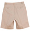 Beige men's chino shorts featuring two back pockets and belt loops. The shorts have a clean, tailored look.