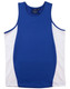 Men's singlet in royal blue with white contrast mesh panels, featuring a logo on the front.