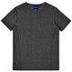 A grey heather short-sleeve T-shirt with a smooth texture and a logo on the neckline.