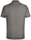A men's short-sleeve polo shirt in grey with contrasting teal accents, featuring a collar and a logo.