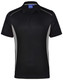 A black and grey Men's Cooldry S/S Contrast Interlock Polo with a collar and a logo.