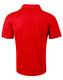 A red men's polo shirt in a solid colour with a classic collar and short sleeves. It features a logo on the chest.