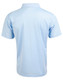 A light blue men's polo shirt with short sleeves, featuring a classic collar and a logo.