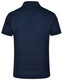 A navy blue men's polo shirt with a textured pattern and a collar, featuring a logo.