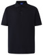 A navy blue men's polo shirt with a collar and short sleeves, featuring a logo.