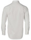 A long-sleeved, button-up shirt in white with a dobby striped texture, featuring a collar and branding on the back.