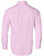 A pink men's button-up shirt with long sleeves and a dobby striped pattern, featuring a logo.