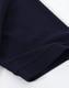 A navy cotton stretch polo shirt, displaying the sleeve cuff and fabric texture, with a branding logo.