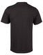 A black men's cotton semi-fitted t-shirt, featuring short sleeves and a simple design, with a logo on the back.