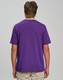 A men's cotton semi-fitted tee in purple, viewed from the back, featuring a simple design and a logo.