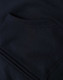 A close-up of a black men's full-zip fleecy hoodie featuring a front pocket. The fabric appears soft and textured.