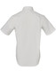 A short-sleeved button-up shirt in light grey with a striped design and a brand logo.