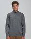 A men's half zip long sleeve sweatshirt in dark grey, featuring a subtle blend texture and a logo.