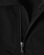 A close-up of a black men's softshell vest featuring a zipper and a high-tech fabric texture.