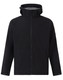 A black men's softshell full zip hoodie with a grey interior, featuring a zip closure and a logo on the chest.