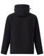 A black men's softshell full zip hoodie featuring a hood and a sleek design. Includes a logo.