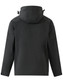 A dark green men's softshell full zip hoodie with a hood and adjustable toggles, featuring a smooth texture and casual design.