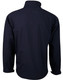 A navy men's softshell jacket featuring a high collar and a smooth back design. Includes a logo.