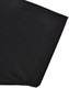 A close-up of a black men's sustainable poly/cotton polo shirt sleeve, featuring a neat seam and soft texture.