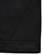 A close-up view of the hem of a black polo shirt, featuring subtle stitching details and a logo.