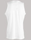 A white men's sprint singlet featuring a logo and a simple, sleeveless design.