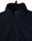 A high-tech men's softshell jacket in black with a zip closure and high collar, featuring a logo.