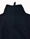 A black men's softshell high-tech jacket featuring a high collar and back detailing, with a logo present.
