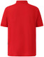 A bright red men's polo shirt with a classic collar and short sleeves, featuring a logo.