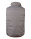 A grey versatile vest with a high collar and a padded design, featuring a logo on the back.