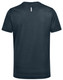 A men's short-sleeve performance tee in navy blue, featuring a logo on the back. Lightweight design suitable for activewear.