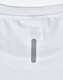 A close-up of a white men's lightweight performance T-shirt showing the neckline and tag area, with a branding label.